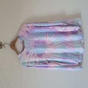 Lauren James Pastel Tie Dye Long Sleeve Sunblock Tee Size Large L